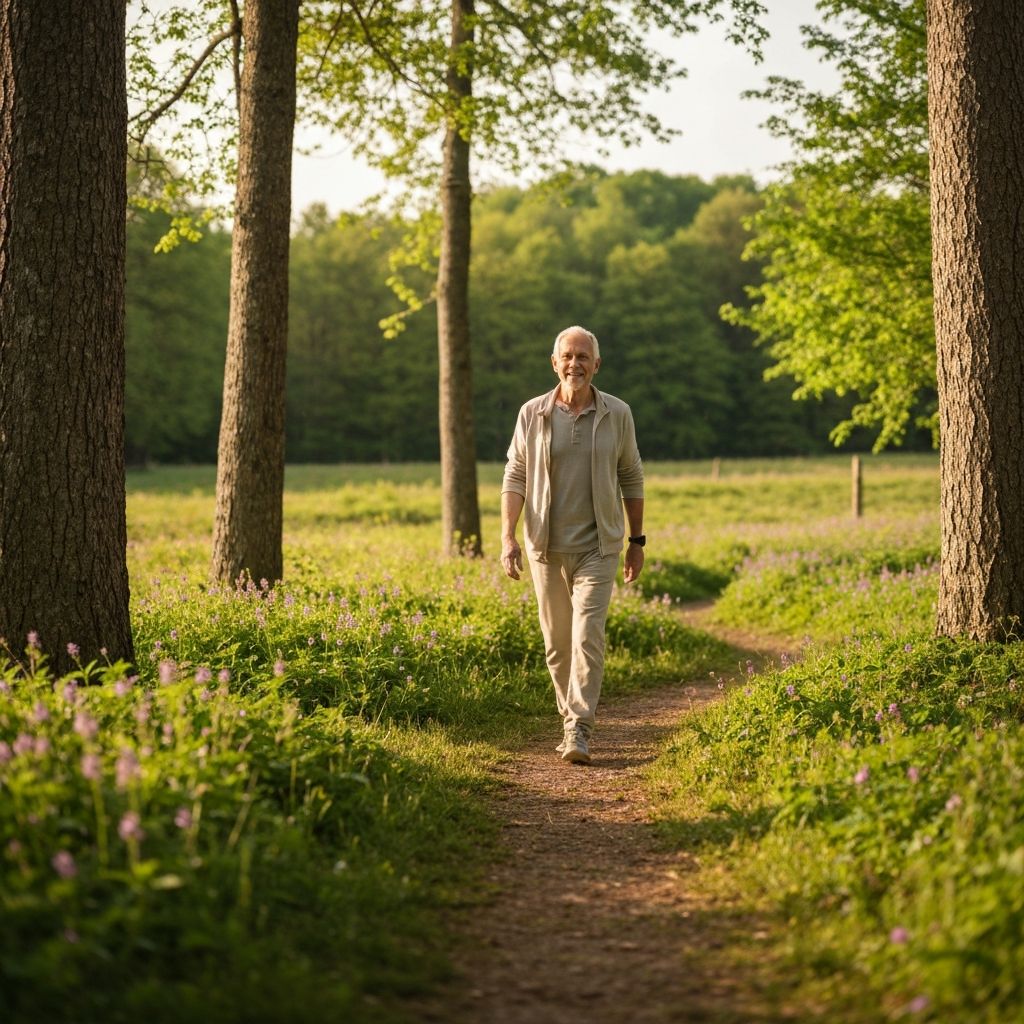 Person walking peacefully in nature